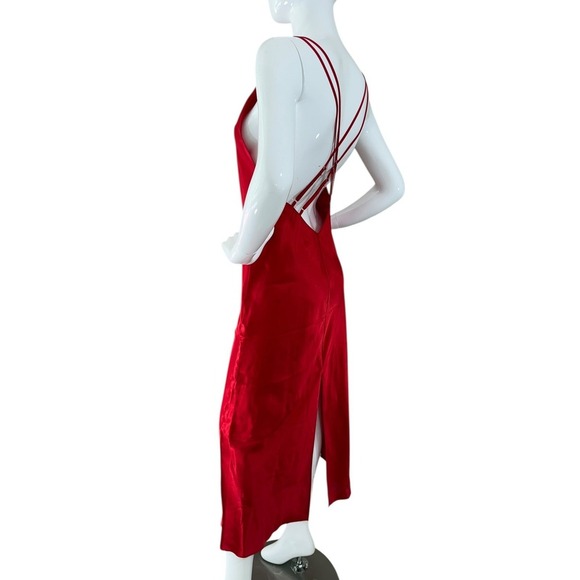 Frederick's of Hollywood Red Maxi Slip Dress Nightgown Spaghetti Strap - Small - Picture 11 of 13